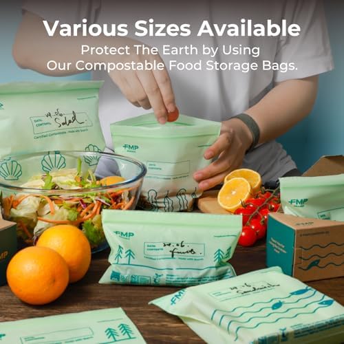 Fit Meal Prep 50 Pack 100% Compostable Sandwich Bags, 6.5 x 6.7" Resealable Food Storage Freezer Bags, Eco Friendly Snack Bags for Travel, ASTM D6400, US BPI & EU OK Compost Certified - Image 7