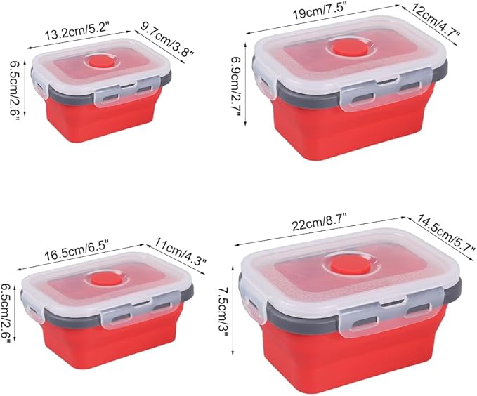 MiOYOOW Collapsible Camping Bowls with Lids, 4PCS Silicone Food Storage Containers, Heat Resistant Foldable Lunch Boxes for Camping Hiking Picnic BBQ Outdoor Cooking