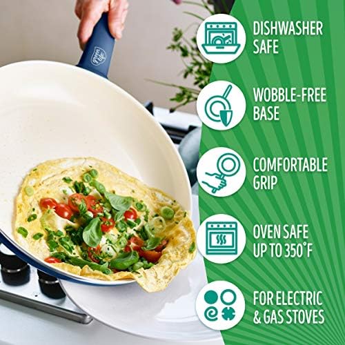 GreenLife Soft Grip Healthy Ceramic Nonstick 12 Piece Cookware Pots and Pans Set, PFAS-Free, Dishwasher Safe, Blue - Image 5