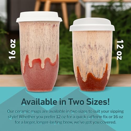 NOVA CERAMICS Travel Coffee Cup– Travel Coffee Tumbler – On the Go Coffee Mug – Microwave & Dishwasher Safe Green CoffeeTumbler - Gifts For Women Men Him Her – 16oz – Jupiter - Image 5
