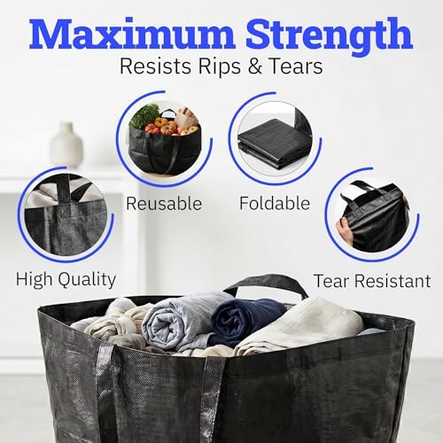 DURASACK Haul-It-All Extra-Large Reusable Shopping Bag, Black, Pack of 4 - Image 3