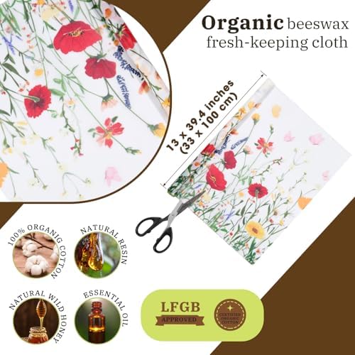 3 Rolls 13 x 40 Inches Reusable Beeswax Wraps for Food - Image 2