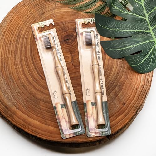 Natural Horsehair Bamboo Handle Toothbrushes, No Nylon Totally Biodegradable Horse Hair and Bamboo Toothbrushes (Pack of 2) - Image 4
