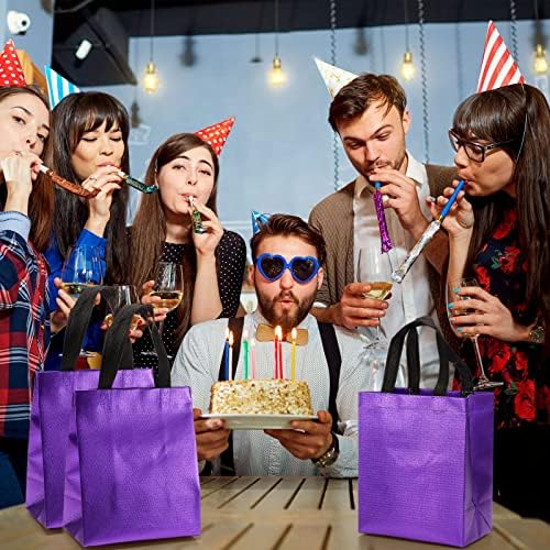 Eccliy 80 Pcs Reusable Gift Bags, Medium, Purple with Black Handles - Image 3