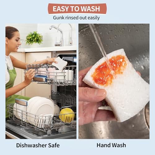 Natural Dish Sponge 48 Pack, Non-Scratch Scrub Sponge, Eco Multipurpose Kitchen Sisal Fiber Cellulose Sponge, Odor-Less Dual-Sided for Dish Washing & Household Cleaning - Image 6