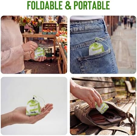 Stelle Lightweight Reusable Grocery Bag with Handles Ripstop Nylon Foldable Tote Shopping Bags for Travel and Groceries - Image 5