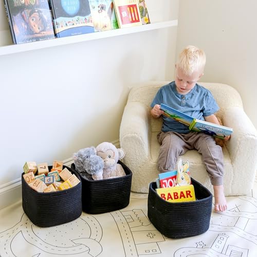 NaturalCozy Storage Cubes 9”x9”x7”Cotton Rope Woven Baskets for Organizing 3-Pack | 9 Inch Cube Storage Bin | Small Basket for Shelf Nursery, Pantry, Decorative Plant, Bathroom Closet, Toy Gift - Image 4