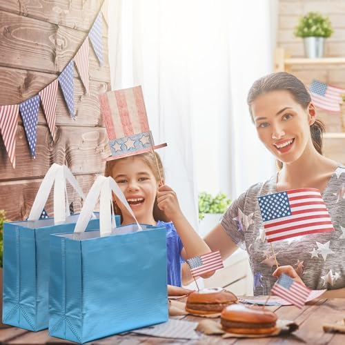 Eccliy 80 Pcs Reusable Gift Bags, Large, Lake Blue - Image 2