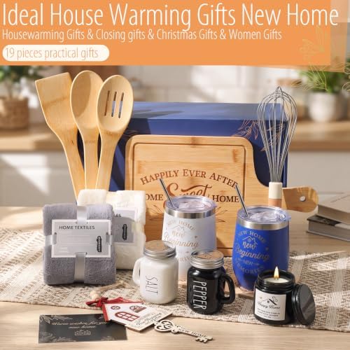 Housewarming Gifts New House -19 Pcs Closing Gifts for Couple Friend Women Men Home Buyers, House Warming Basket for New Houses Apartment Kitchen Presents (Blue,Classic) - Image 6