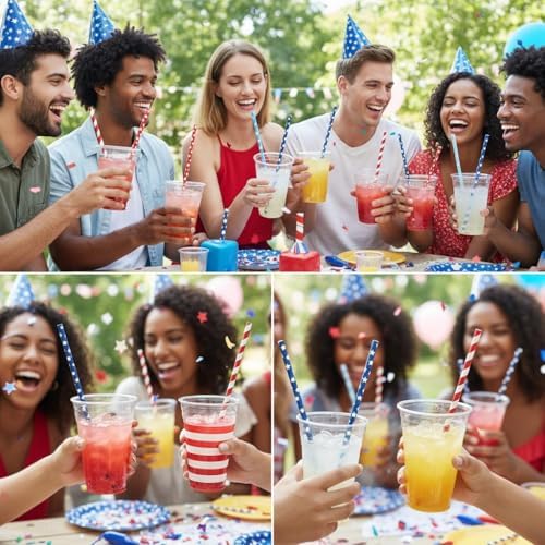 JANYUN 40 Pcs Reusable Patriotic Straws with Cleaning Brush - Image 6