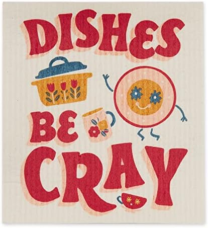 DII Swedish Dishcloths for Kitchen & Cleaning, Reusable, Machine Washable & Dishwasher Safe, Biodegradable, 7.75 x 6.75, Dishes Be Cray - Image 2
