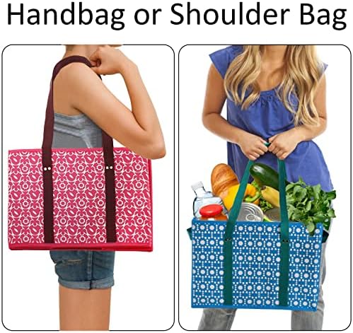 WUWEOT 4 Pack Reusable Grocery Bags, Large Shopping Box Tote, Foldable Washable Storage Bins with Reinforced Bottom Heavy Duty Handles for Fruit Vegetable Clothes Toys and Picnic - Image 5