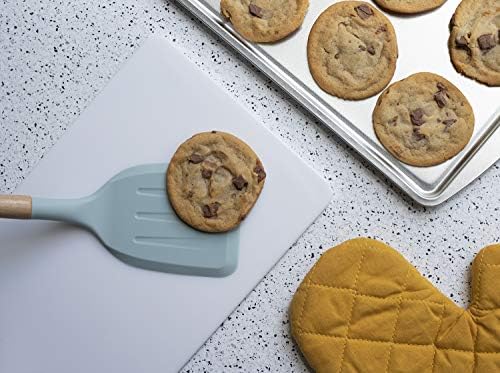 Country Kitchen Non Stick Silicone Utensil Set with Rounded Wood Handles for Cooking and Baking, 6 Piece Set, Mint - Image 4