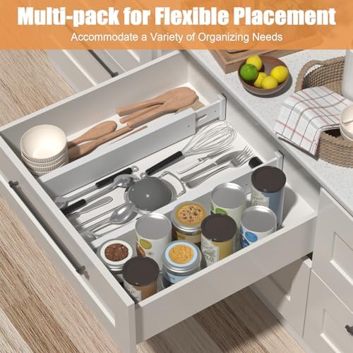 Bamboo Drawer Dividers, Adjustable Drawer Organizers, Fits 17.6–21" Drawers - Image 2