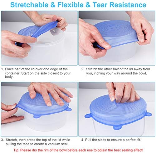 Silicone Stretch Lids, 14 PCS 7 Sizes Reusable Bowl Covers for Food Storage - Image 5