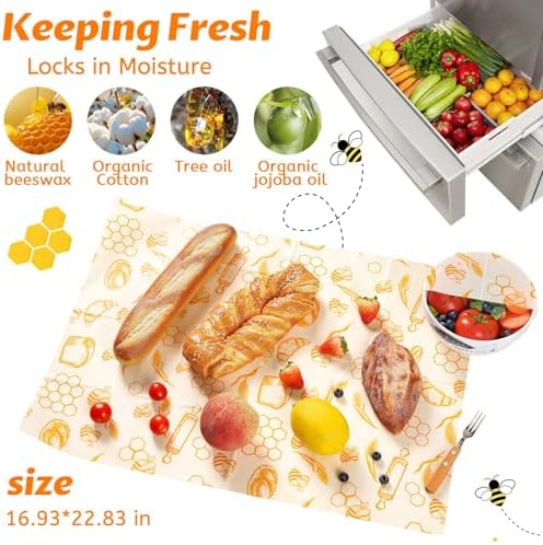 Beeswax Wraps for Food – Reusable Beeswax Bread Bag & Sandwich Wrap - Image 2