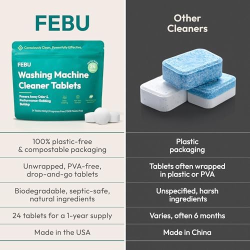 FEBU Washing Machine Cleaner Tablets, Made in USA, Deodorizer, 24 Tablets - Image 4