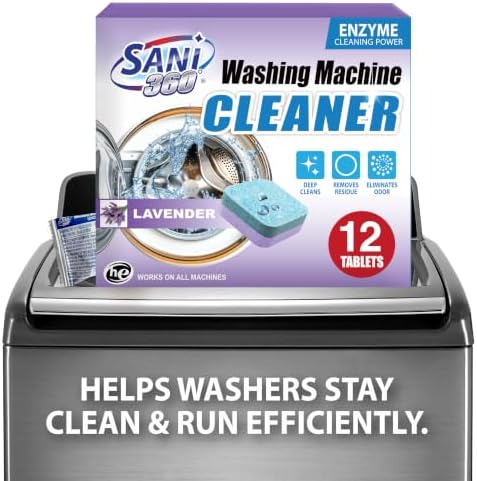 SANI 360° Washing Machine Cleaning tablets, 12 pack is Formulated with Enzyme, Deep Cleans and Deodorizes Front and Top Loading Washers use up to 1-year supply Lavender Scent - Image 7