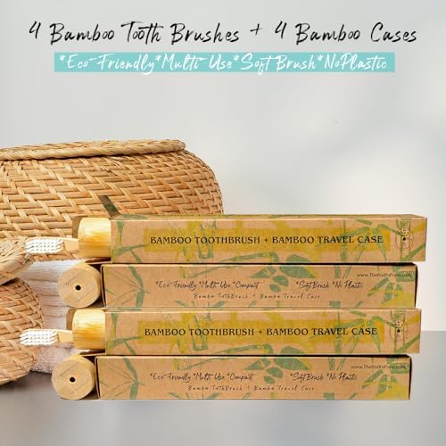 Bamboo Toothbrush & Travel Case Set – Eco-Friendly Oral Care with Soft Bristles – Sustainable & Portable Dental Hygiene Kit 2 Pack (4) - Image 2