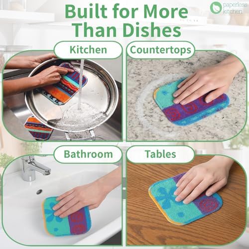 Reusable Dish Scrub Pads (12 Pack) – Non-Scratch Kitchen Scrubbers for Dishes, Pots & Pans – Sponge Alternative, Long-Lasting, Washable & Best Value Pack - Image 5