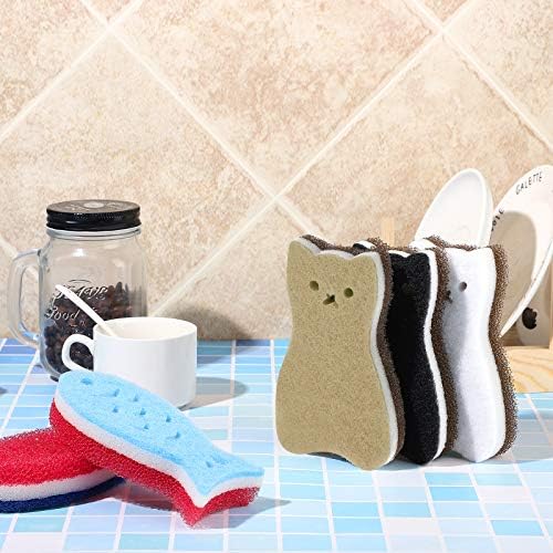 8 Pieces Kitchen Scrub Sponges Cat Fish Cleaning Sponge Dishwashing Scrubber Non-Scratch Multi-Use Sponges for Dishes Pots Pans Sinks - Image 7