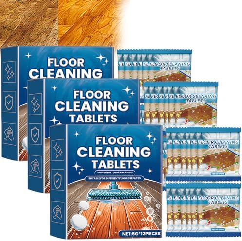 Effervescent Floor Cleaning Tablets, Floor Cleaner Tablets, Floor Cleaning Solution for Mopping, Hardwood, Tile and Vinyl Floors, Quick Dry, No Residue, Fresh Lemon Scent (3Box/36Tablets) by Unknown