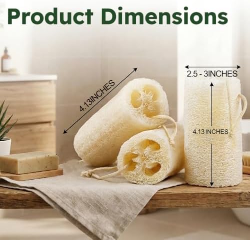 6 Pcs Loofah Sponge Set, Dye-Free Exfoliating Bath Scrubber, Gentle Shower Sponge for Face Back Body, Spa Bath Scrubber for Men and Women - Image 3