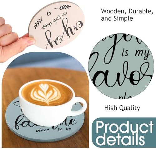 Queekay House Warming Gifts New Home Farmhouse Coasters Set of 6, Peach - Image 3