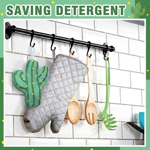 12 Pcs Cactus Sponge Dish Scrubber Dual Sided Non Scratch Dish Washing Scrubbers Reusable Household Cleaning Kitchen Tools for Dishwashing Washing Dishes Cookware Tubs Sinks - Image 4