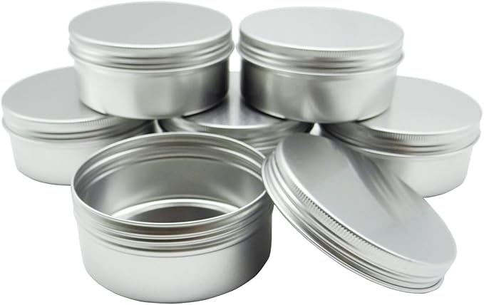 6pcs 150ml Aluminum Tin Jars with Screw Cap Lids, Empty Refillable Makeup Lip Balm Containers Round Travel Jars Cosmetics Pots Metal Cans for DIY Crafts Salve Cream Candle Powder Tea Beads