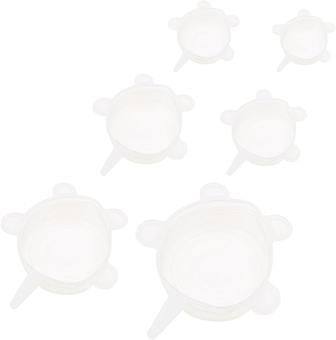 6PCS Sealed Lid White Silicone Bowl Covers 6 Reusable Food Storage Covers in Different Sizes to Fits Most Containers