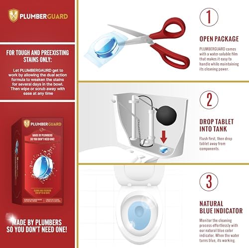 Toilet Tablets 4 Pack | Bleach & Chlorine Free, Dual-action Whitening with 1% Hydrogen Peroxide | Plumbers' Choice | Automatic Toilet Bowl Cleaner Tablets | Long-lasting Cleaning Supplies - Image 3