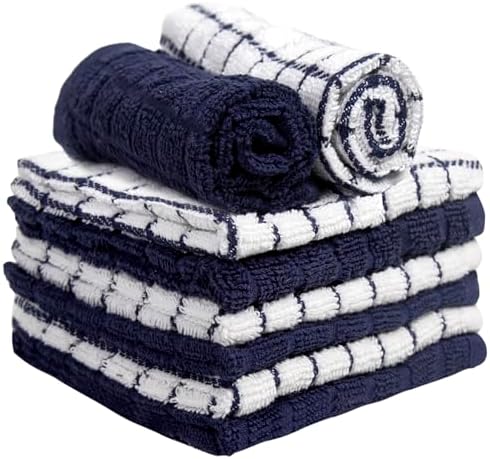 Bumble Dish Cloths (6-Pack), 100% Cotton Kitchen Towels, 12"x12" - Navy - Image 4