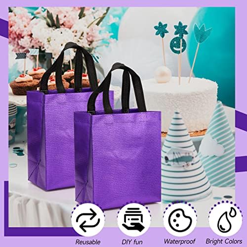 Eccliy 80 Pcs Reusable Gift Bags, Medium, Purple with Black Handles - Image 4