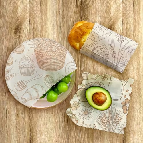 Reusable Beeswax Wrap, Bakery and Coffee Wraps, 9 Pack Eco-Friendly Food Preservation, Organic, Sustainable, Zero Waste, Plastic-Free Covers for Sandwich, Bread, Bowl, 1XL, 3M, 5S - Image 7
