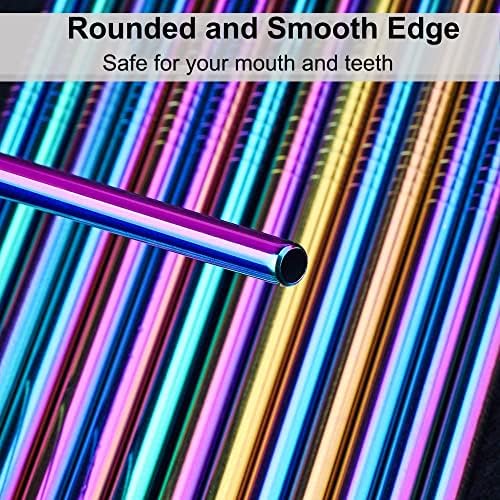 Vinaco 4 Pcs Rainbow 0.4" Wide Bore Reusable Stainless Steel Smoothie Straw - Image 6