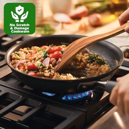 Wooden Spoons for Cooking, 10 Pcs Teak Wood Utensil Set for Nonstick - Image 5