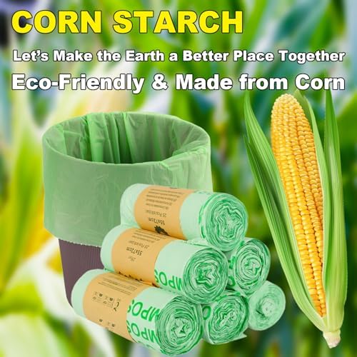Handle Tie Compostable Food Scrap Bags For Counter Top Compost Bin, Small Compost Bags, 100 Count, 10 Liter Small Kitchen Food Scrap Waste Bags for Compost - Image 2