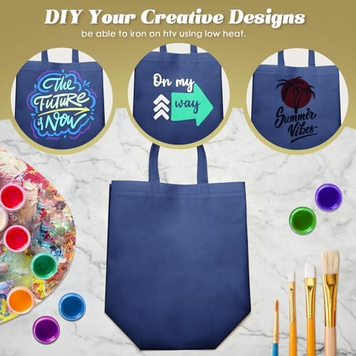 Reginary 100 PCS Non Woven Tote Bags Bulk,Navy Blue - Image 4