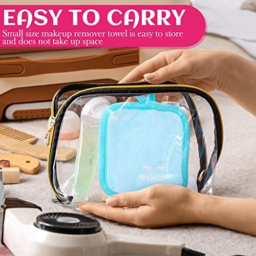 Queekay 48 Pcs Makeup Remover Cloths Reusable Washable Remover Pads Soft Microfiber Face Towels Facial Cleansing Cloths for Face Hand Eye Lips Bathroom Gift for Women 5 x 5 Inch(Multicolor) - Image 6