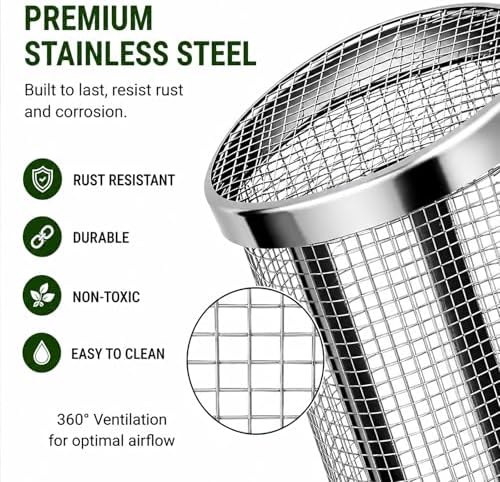 4PCS Inground Worm Composting Bin Turn Food Waste into Nutrient-Rich Soil Increase Soil Fertility Stainless Steel Composting Bin with Holes and Lid for Outdoor Garden Vegetable Patch Backyard - Image 4