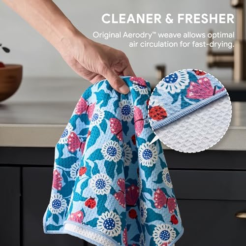 RECYCO Waffle Kitchen Towel Set of 2 - Quick Dry Microfiber Sustainable Dish Towels - Absorbent Reusable Cleaning Tea Towels - Lightweight Hand Towels,16”x 28”, Cloud Blue - Image 5