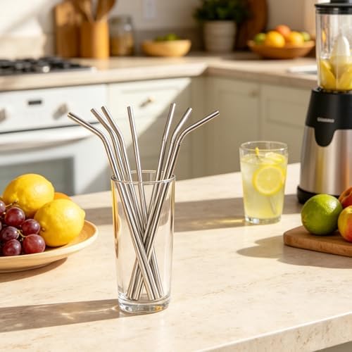 18-Pack Reusable Stainless Steel Metal Straws with Cleaning Brush - Long Metal Straws Drinking for 30 oz and 20 oz Tumbler Eco Friendly - Image 6