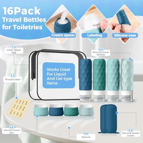 Silevoler 16Pack Travel Bottles for Toiletries, Bottles, Jars, and Covers - Image 3