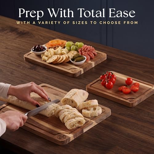 Deer & Oak Non Toxic 3-Piece Acacia Cutting Board Set with Stand - Image 3