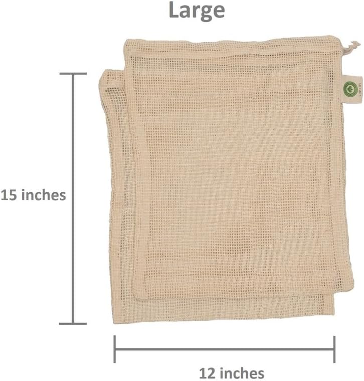 Reusable Garlic Storage Bags - Organic Cotton Garlic Mesh Bags with Drawstring - Washable Garlic Holder Storage - Net Garlic Keeper Sacks - Onion Potato Storage Bags - Root Vegetable Sacks (3 Large) - Image 3