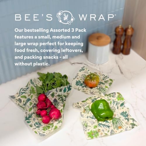 Bee's Wrap Beeswax Food Wraps, 3 Pack Assorted - Herb Garden - Image 5