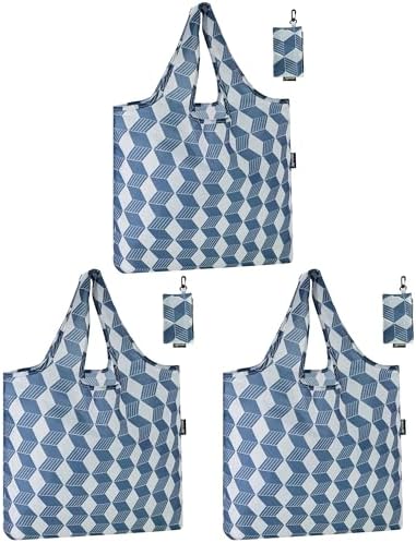 HOLYLUCK Reusable Grocery Bags,Heavy Duty Foldable Shopping Tote Bag (Standard, Navy arrow) by holyluck