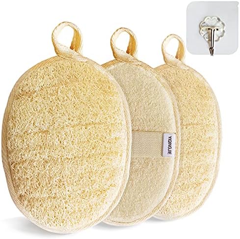 YIQINGJIE Natural Loofah Sponge Exfoliating Body Scrubber, 3 Pack by YIQINGJIE