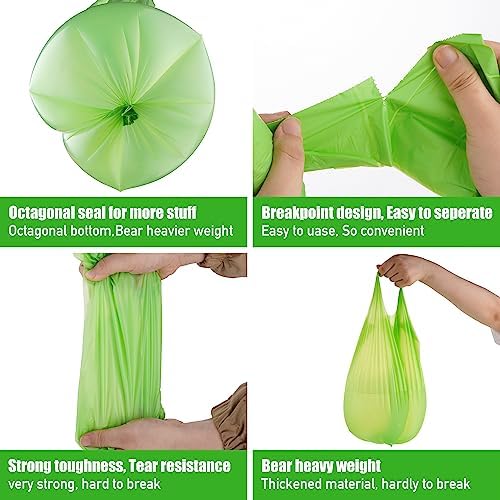 5 Gallon Compostable Handle Trash Bags Compost Food Scrap Waste Bags with US BPI ASTM D6400 and Europe OK Compost Home Certified Christmas Gift 50 Couts - Image 2